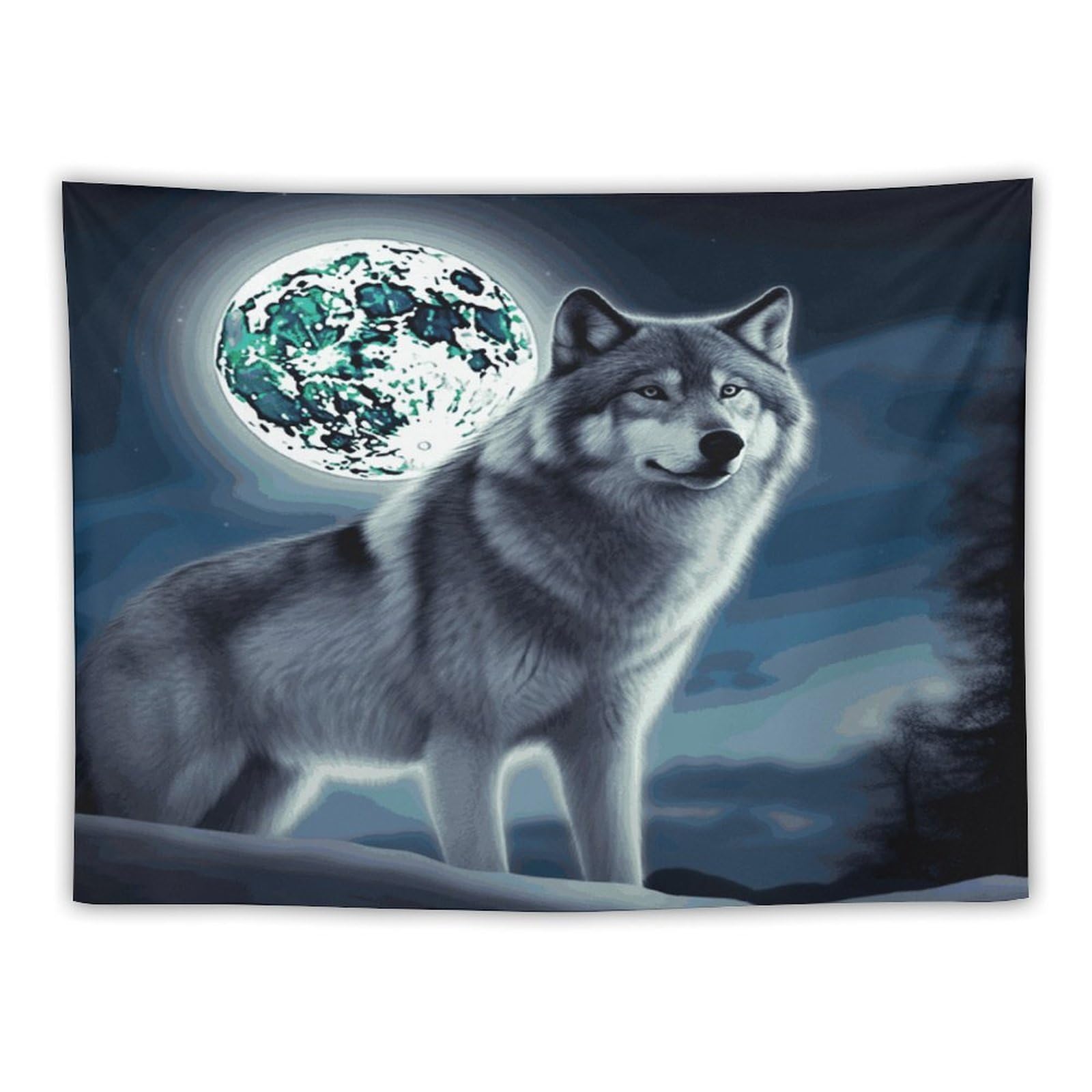 LDGSUPH Wolf Under Moon Tapestry Wall Hanging Decor Anti-fading Aesthetic Wall Tapestries Fashion Wall Blanket Decor Modern Wall Art Tapestry for Bedroom Home Decor 30"x40"