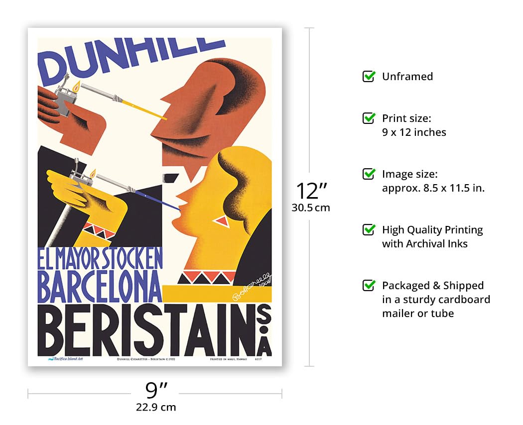 cigarettes in barcelona Amazon.com: Dunhill Cigarettes - The Largest Stock in Barcelona - Beristain  S.A. - Vintage Advertising Poster by Jacint Bofarull c.1932
