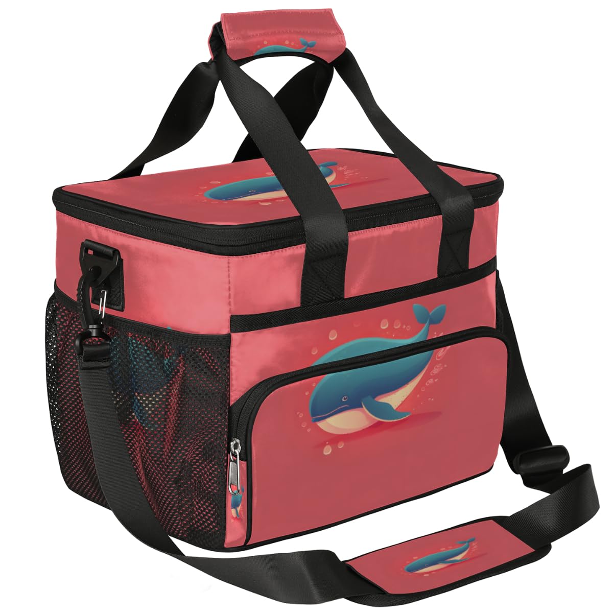 Whale Pinks Insulated Picnic Backpack Lunch Box for Women Men Picnic Basket Tote Lunch Bag Picnic Bag Portable Lunch Bags for Picnic, Beach, Work, Trip,Office, Camp Cute Whale