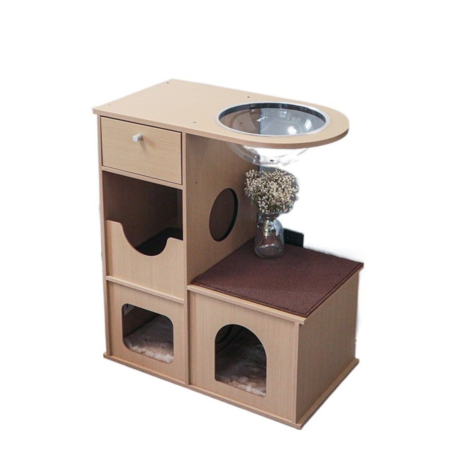 asdchZen Cat Climbing Wooden Double-Story Cat Villa Cattery Cat House Cat Nest Cat Jumping Platform Cat Climbing Frame Integrated House Cat Rock Climbing Frame