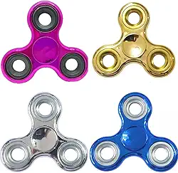 Spinner Sensorial Giro Metálico, Kit com 4 Brinquedos Anti-Estresse, Ideal para TDAH