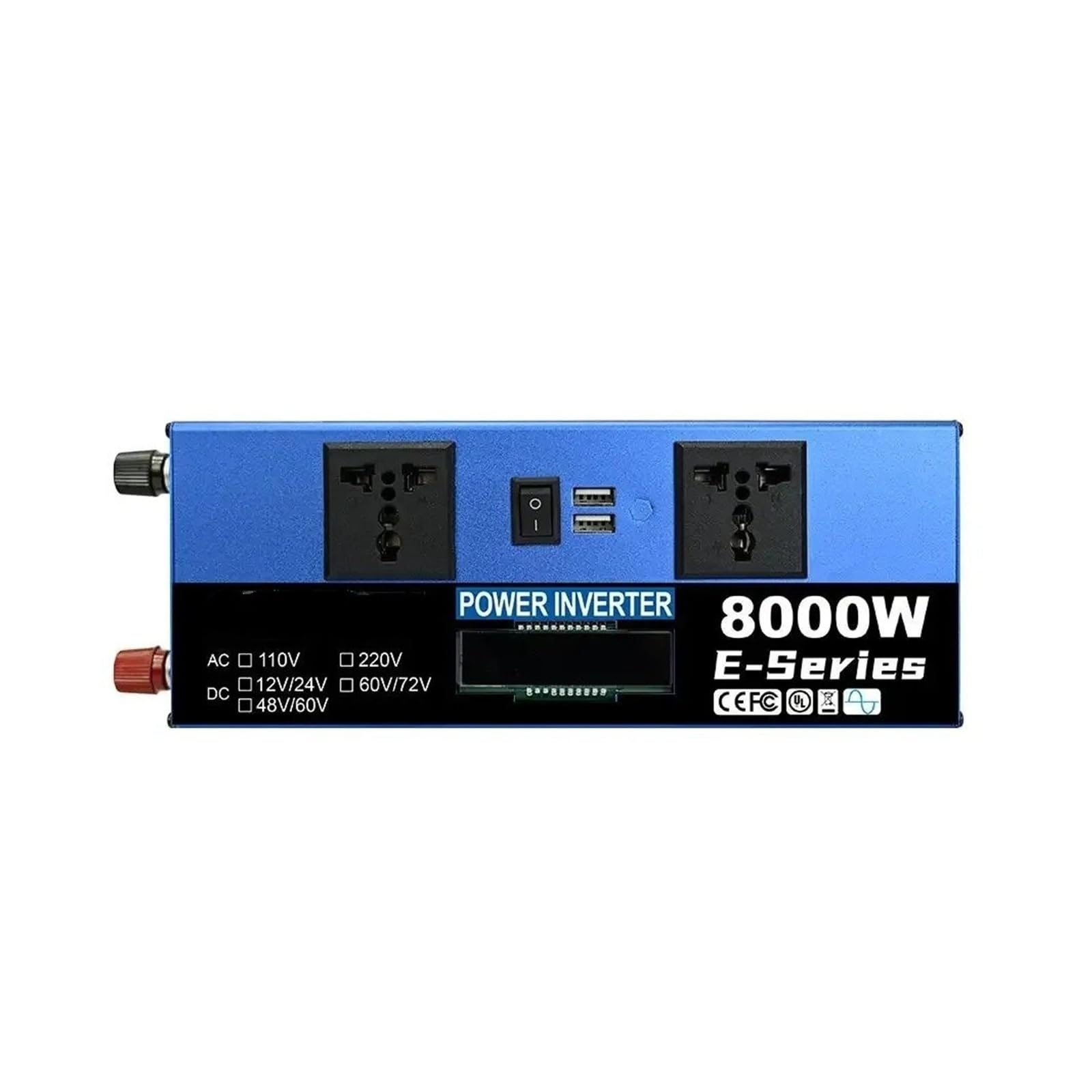 Inversor Corriente Coche Kit Completo Solar Fuera Red 8000W Controlador 100A Panel 200W para El Hogar/Camping Respaldo Dual 12V/24V A 110V/220V(Only Inverter 220V)
