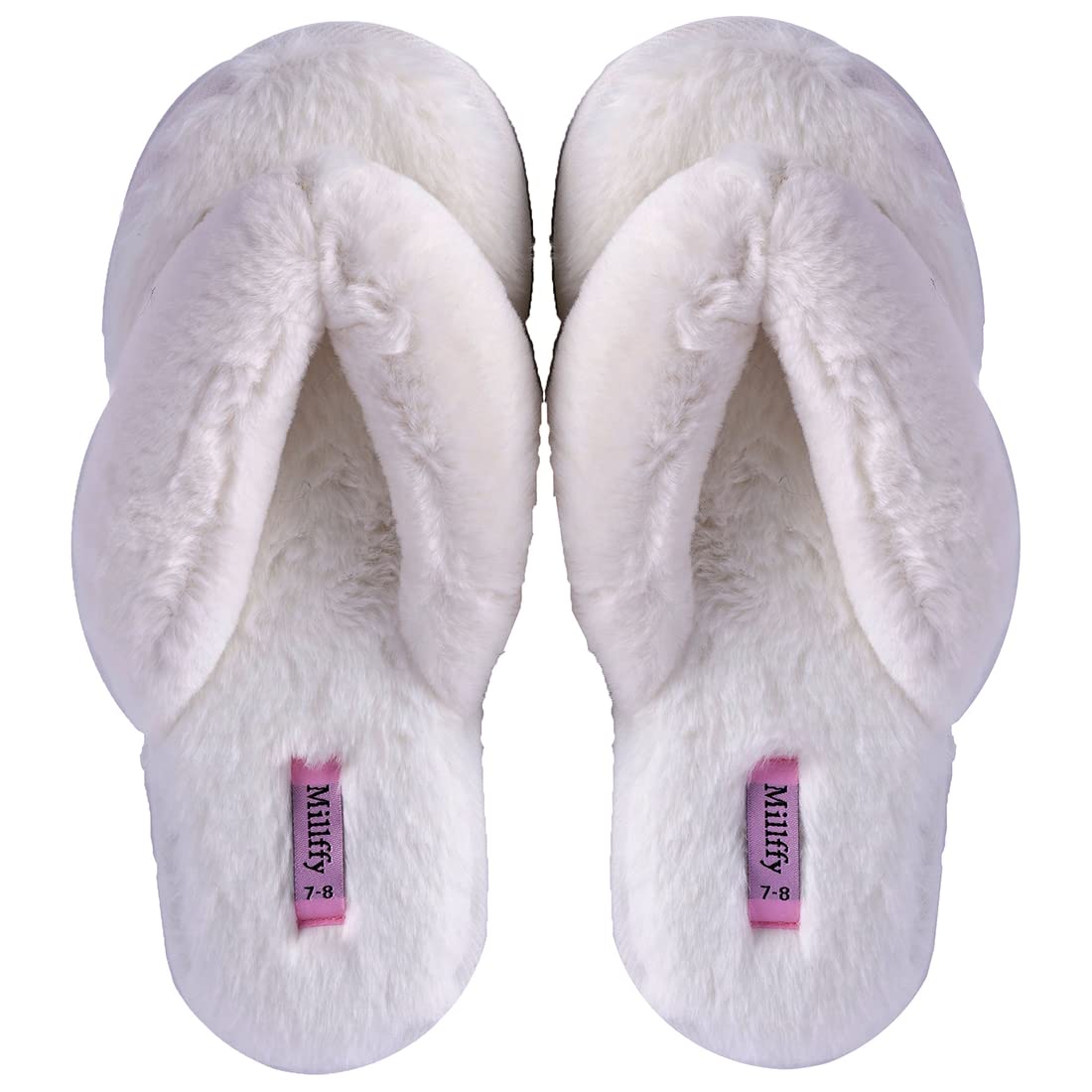 Millffy fuzzy fluffy open toe slippers for summer warm comfy flip flop  slippers for women slip on