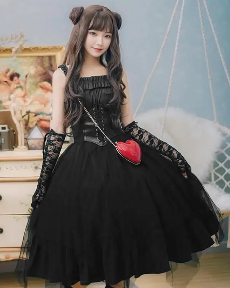 ロリータ ブラック ジャンスカ ドレス M ゴスロリ【Lolitimes