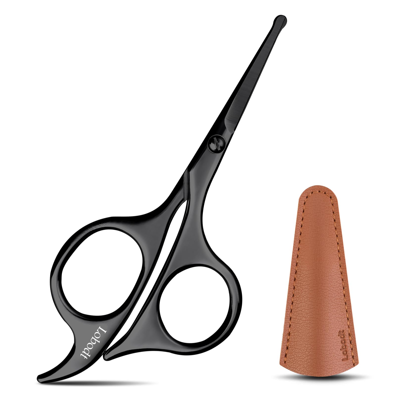 4 7-inch small nose hair scissors black round-headed scissors for trimming facial hair beards ear hair eyebrows bathroom