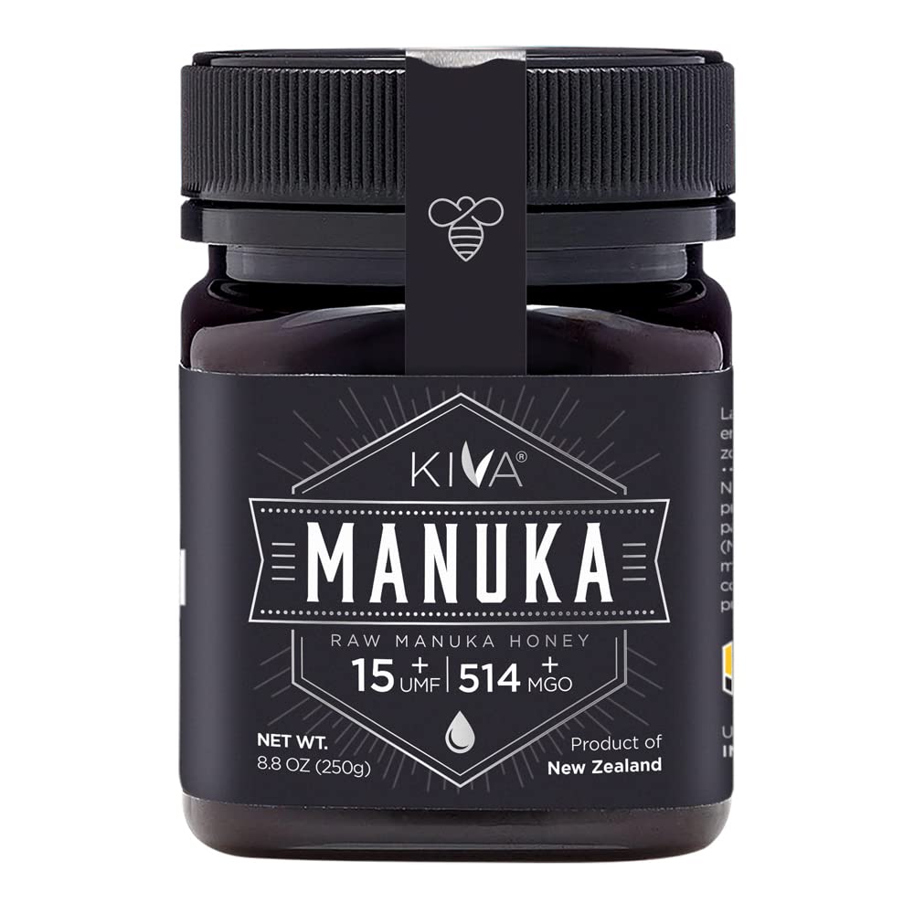 Kiva Miel de Manuka pura (Nueva Zelanda) UMF 15+ certificado, 250 gramos.