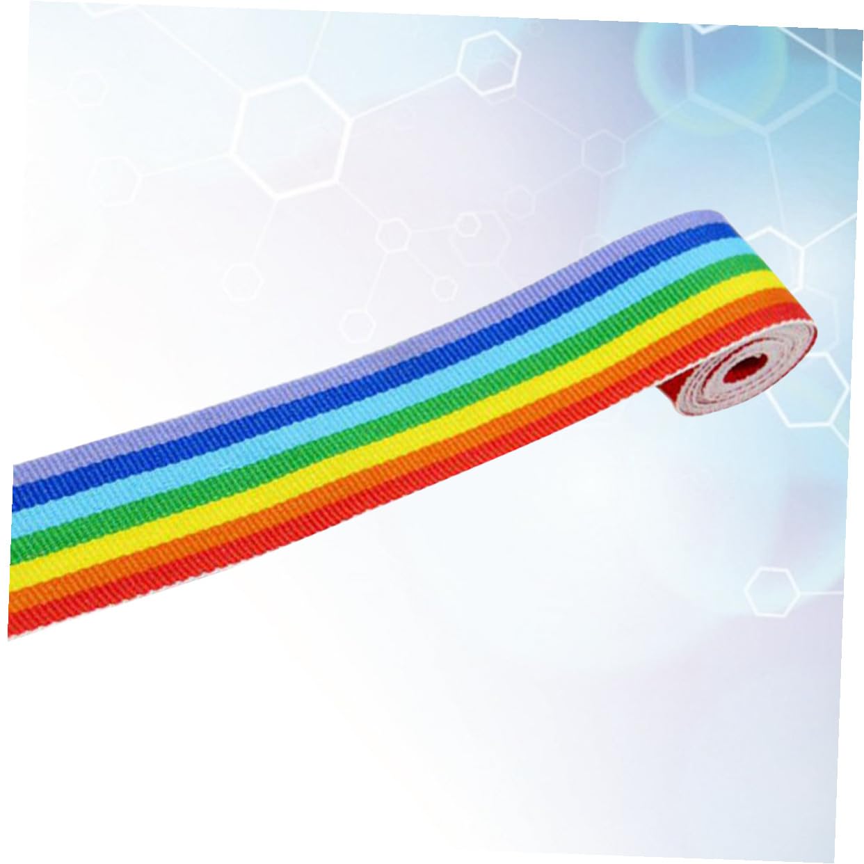 jojofuny 2 Rollen Polyester Regenbogenfarbband Breit Yards Strapazierfähiges Webband mit Buntem Regenbogenmuster als Rucksackriemen für Kleidung und Diy Bastelprojekte