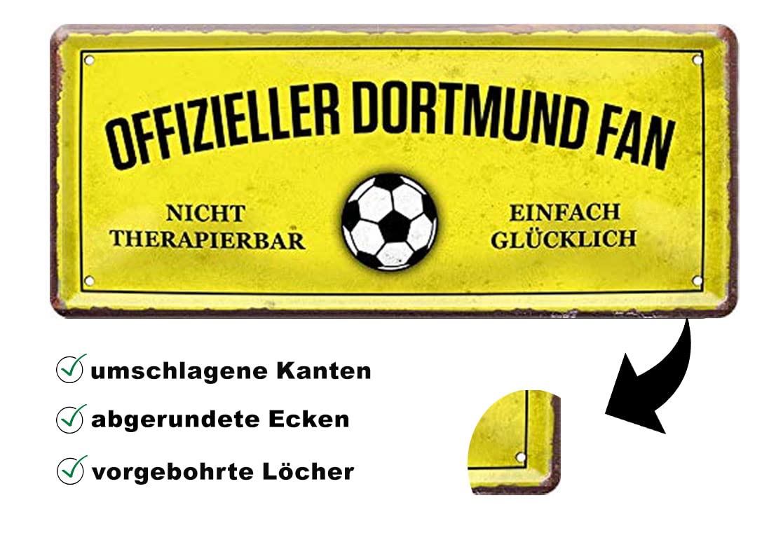 Targa In Metallo Hier Wohnt - Dortmund: Idea Regalo Uomo, 28x12 Cm, Design Tedesco