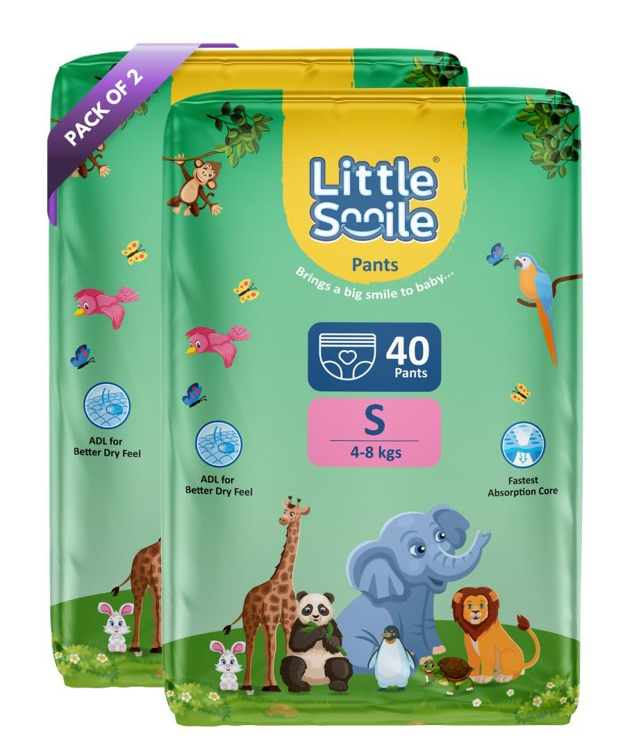 LITTLESMILE Baby Pants Extra Absorb Diapers - Small -80 Pieces -Pack of 2-image-39