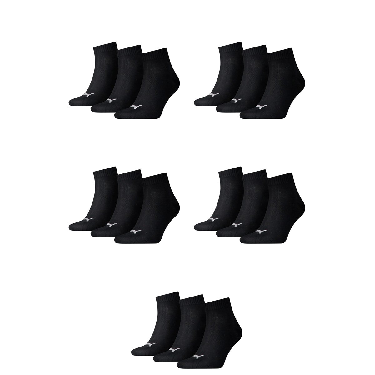 PUMA 15 Paar Unisex Quarter Socken Sneaker Gr. 35-49 für Damen Herren Füßlinge