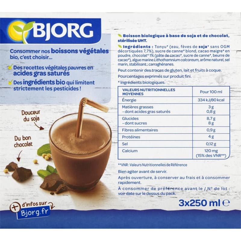 MINI SOJA CHOCOLAT BIO 3X25CL, BJORG, LOT DE 4