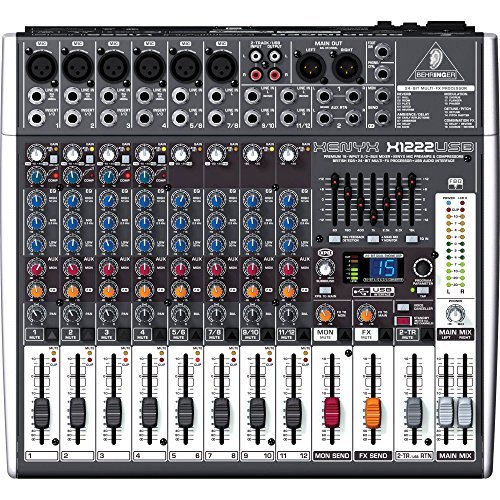Photo Savings Behringer XENYX X1222USB 16-Input USB Audio Mixer with Effects and Accessory Bundle w/Adapter + 4X Xpix Pro Cables + More