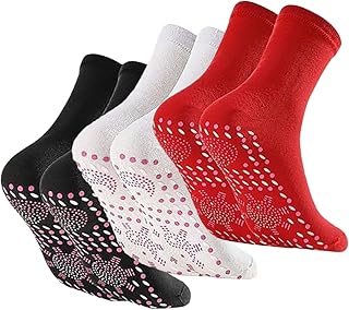 Kisangel 3 Pairs Hot Massage Socks Winter Socks Silicone Socks Winter Socks for Women Kids Crew Socks Women Casual Socks Self Heated Socks Non Socks Health Care Socks Silicone Point Socks