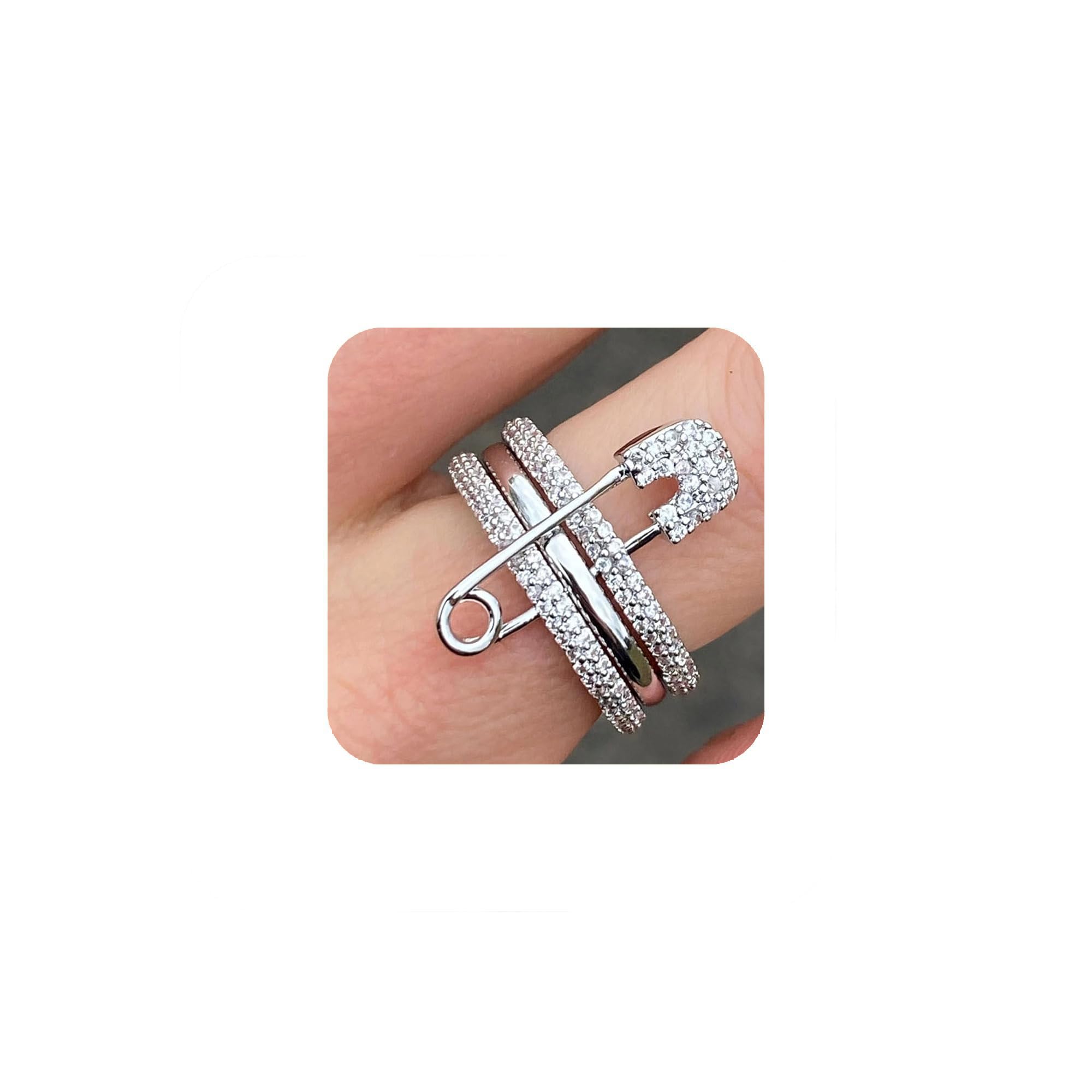 Jacruces Silver Stackable Rings for Women Non Tarnish Ring Set Dainty 14k Gold Plated Cz Cubic Zirconia Wedding Thumb Ring Set Stacking Pack Statement