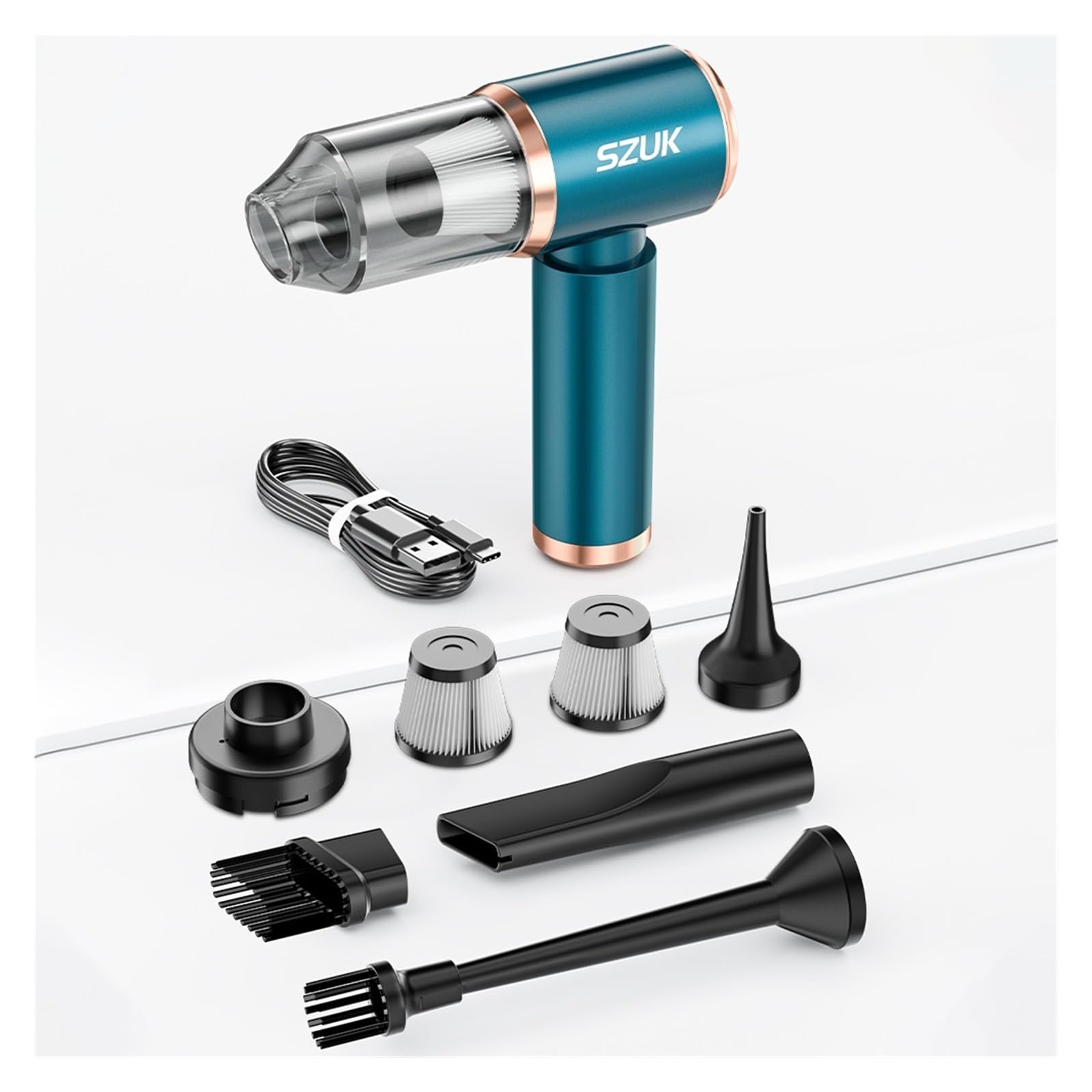 EtliN Compatible con aspiradora de Coche SZUK 9000PA, Potente máquina de Limpieza de Mano inalámbrica, Mini aspiradora portátil, Compatible con Teclado de Coche y hogar.(Blue 2hapa)