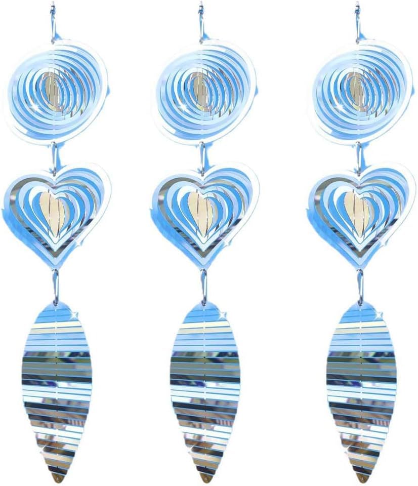 Metal Bird Scare Discs Set, Wind Spinner 3D Hanging Wind Sculptures, Bird Scare Devices Outside Outdoor Garden Decor - Image 7