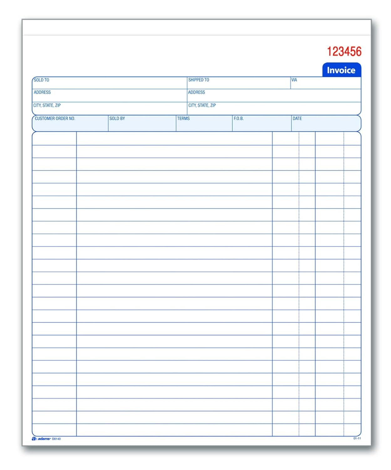 Adams Invoice Book, 8-3/8 x 10-11/16 Inches, 2-Part, Carbonless, White/Canary, 50 Sets per Book (D8140)