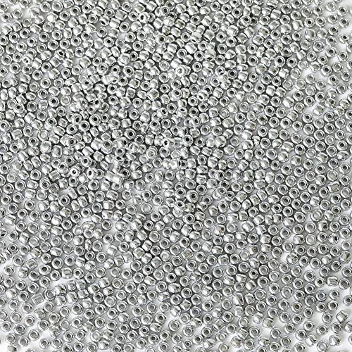Bala&Fillic Silver Color 4mm Seed Beads About 1200pcs/100Grams in Bag, 6/0 Glass Craft Beads for Making Bracelet and Necklace (Silver) - Image 2