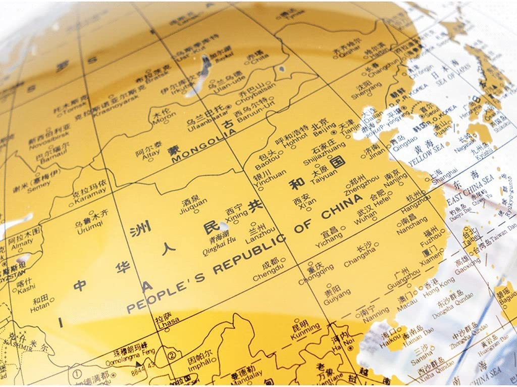 SYALEO Éducative Globe Transparent décoratif du Monde, 35cm de diamètre, pour Bureau, Maison, Bureau, à Collectionner, avec Support en métal Politique/Géographique