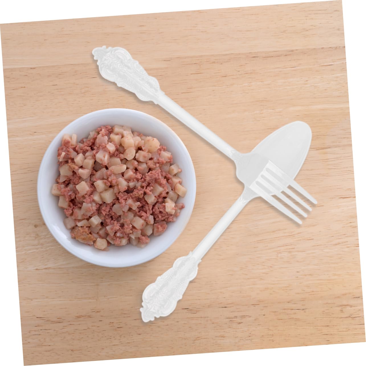 minkissy 12Pcs Healthy Cutlery Multipurpose Plastic Knives Forks and Spoons for Parties Catering and Everyday Use Durable White Kitchen Supplies