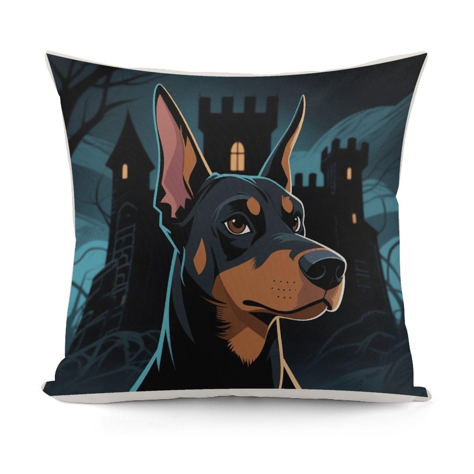 VstaDank Doberman Pinscher Pillow Cover with Invisible Zipper Square Throw Pillowcase Plush Couch Sofa Pillow Case 18x18 Inch Decorative Throw Cushion Covers for Sofa Living Pillowcover