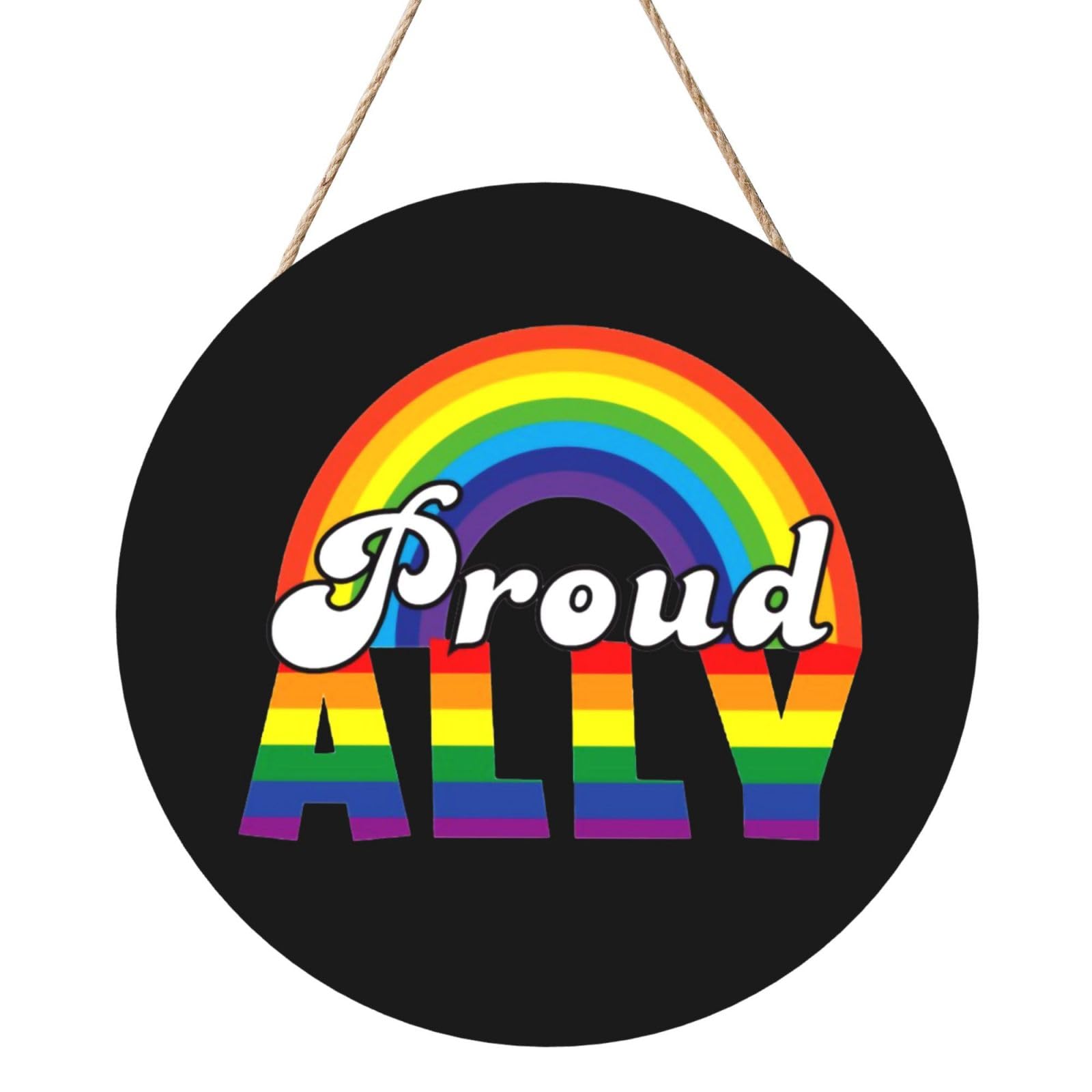 Pride Month Lgbtq Gay Pride Ally Door Signs Plaques Wood Welcome Sign For Front Door Wall Hanging For Home Farmhouse Office Classroom Party Decoration