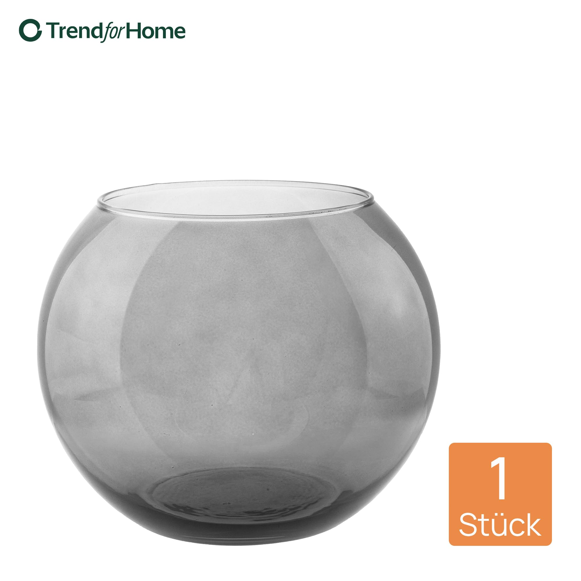 TREND FOR HOME Olivia - Vaso a sfera in vetro, Ø19 cm, altezza 15,5 cm, grigio