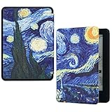 HoYiXi Funda para Nuevo Kindle 2019 Kindle Estuche 2019 Funda de Cuero Delgada con Auto Sueño/Estela Funcion Pintado Cover para Amazon de Kindle (10th Generation 2019 Release) - Noche Estrellada