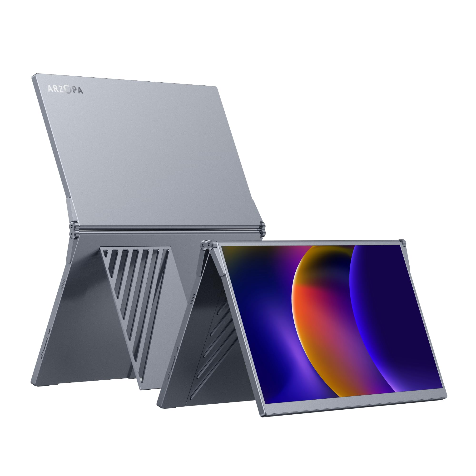 ARZOPA Moniteur Portable Double 15,6" Écran FHD IPS 100% sRGB, Pliant Extension pour Laptop, USB-C & HDMI avec Réglable, pour Mac PC Windows Gaming Télétravail Bureau Voyage-E1