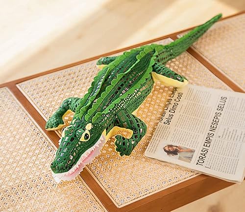 Miniatura 2 de GracesDawn Cocodrilo verde, juguete de peluche de cocodrilo, almohada, muñeca, juguete de peluche de cocodrilo (27.5 pulgadas de largo)