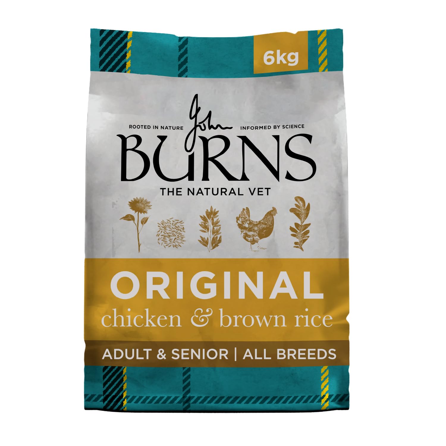 Burns Pet Nutrition Hypoallergenic Complete Dry Dog Food Adult and Senior Dog Original Chicken and Brown Rice 6 kg