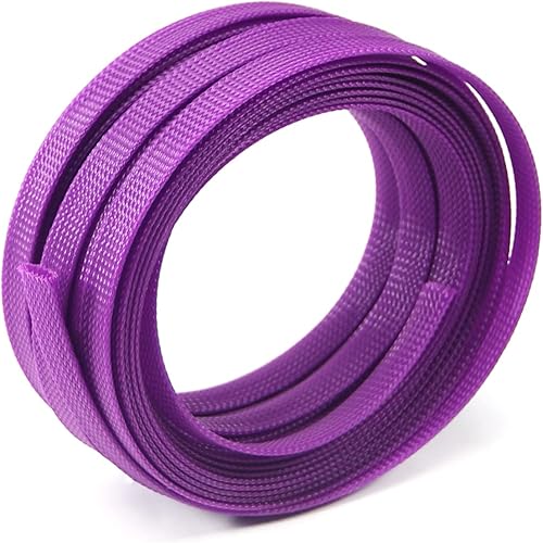 Miniatura 8 de Bettomshin 1 funda trenzada expandible de 32.8 pies, ancho 0.472in, protector de alambre flexible, funda de malla para cable, color morado para