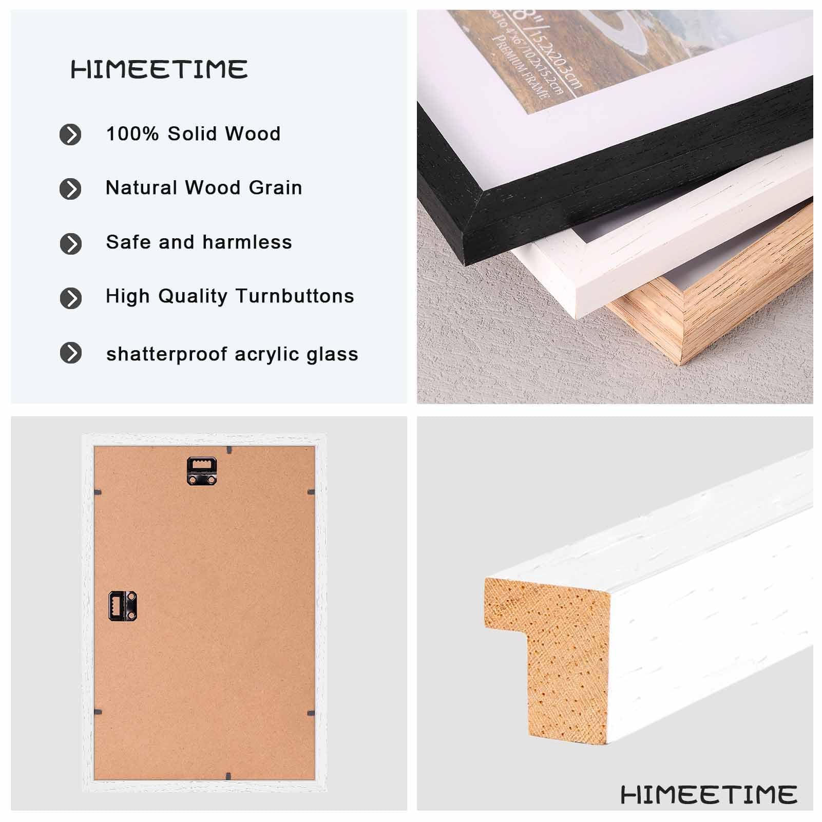 HIMEETIME® 3x Cornice A3 30x42 cm in vero legno bianco, per foto da 21x30 cm con tappetino o da 29,7x42 cm senza tappetino.