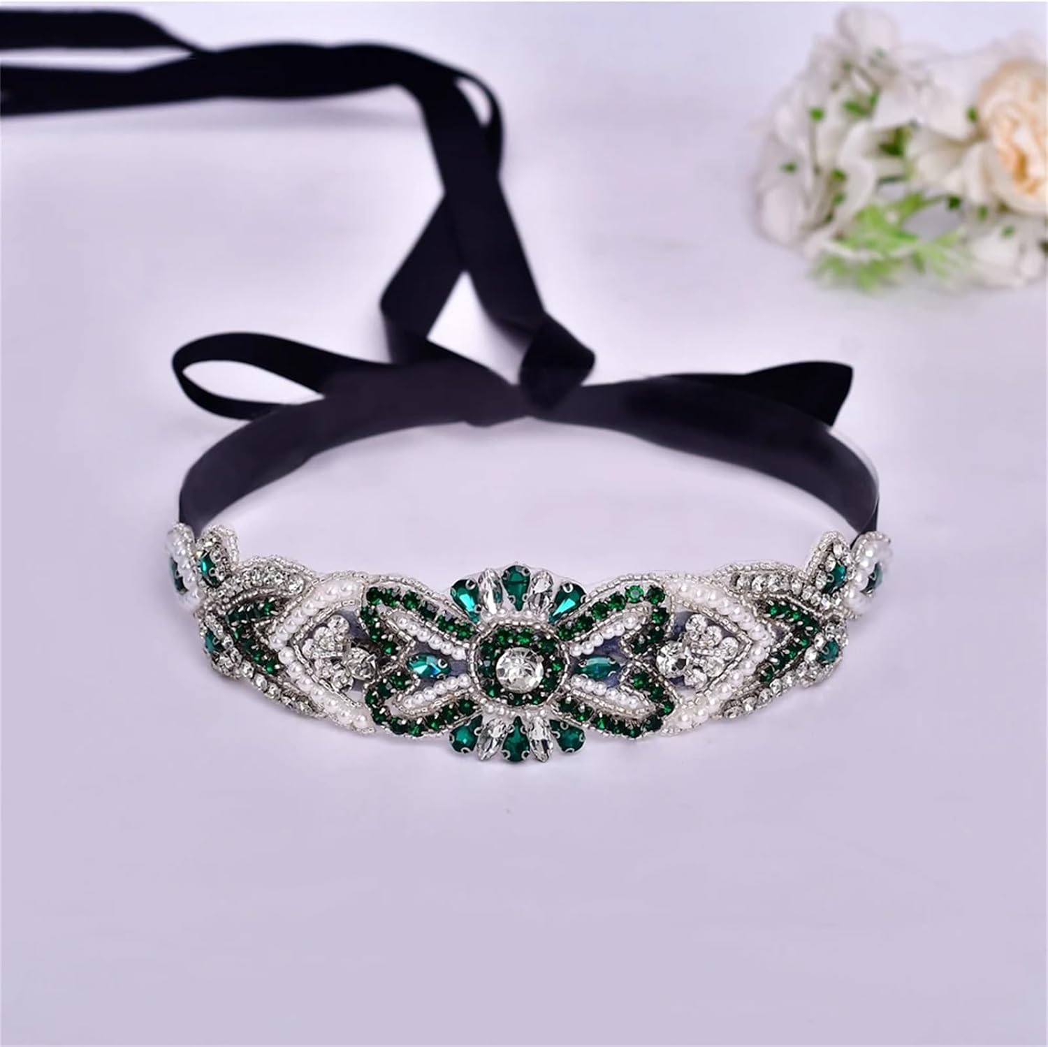 Women’S Handmade Jewelry Patch Wedding Belt With Rhinestones And Pearls For Bridesmaid Sash Or Prom Dress