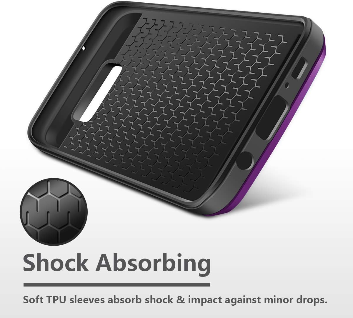 Vofolen Case for Galaxy S7 Case Wallet Slidable Card Holder Slot ID Pocket Protective Hard Shell Shock Absorbing TPU Tough Rubber Bumper Armor Scratch-Proof Case Cover for Samsung Galaxy S7 Purple