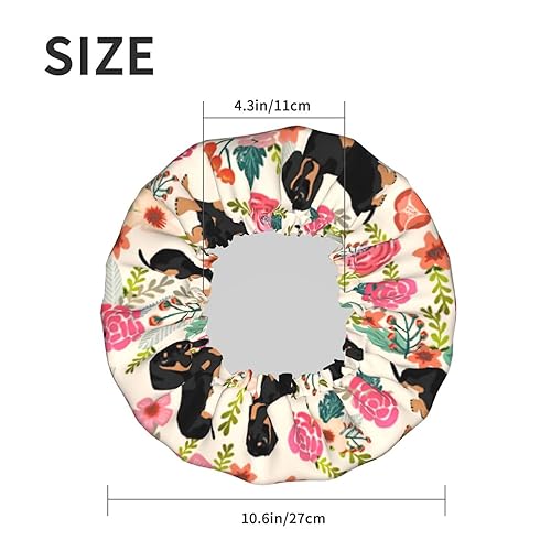 Miniatura 6 de Gorro de ducha floral para mujer, elástico y reutilizable, doble capa impermeable