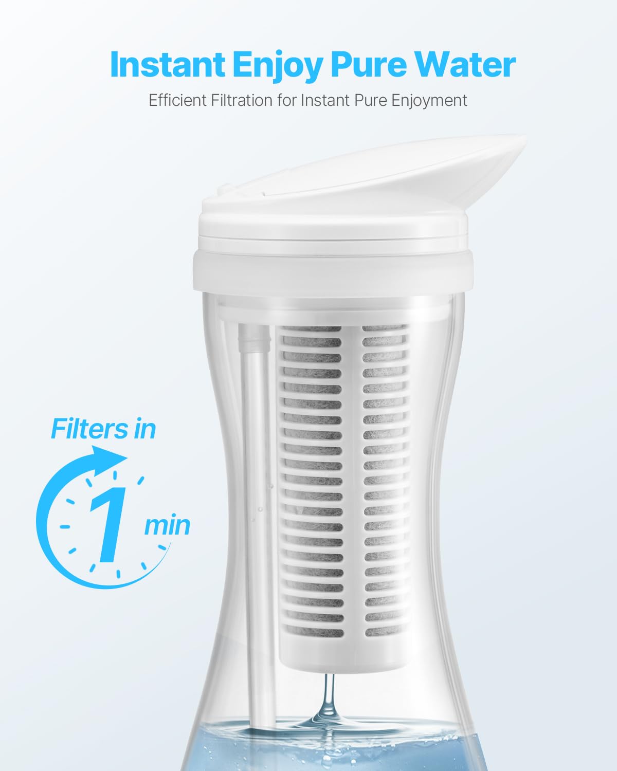 VEVOR Repuestos de Filtros de Agua para Jarras sin BPA, Duran 3 Meses u 800 L, Reducen el Cloro y Óxido, los Olores, Ahorra 1600 Botellas, para Jarra con Filtro de Agua 6287, 40 x 115 mm, 3 uds