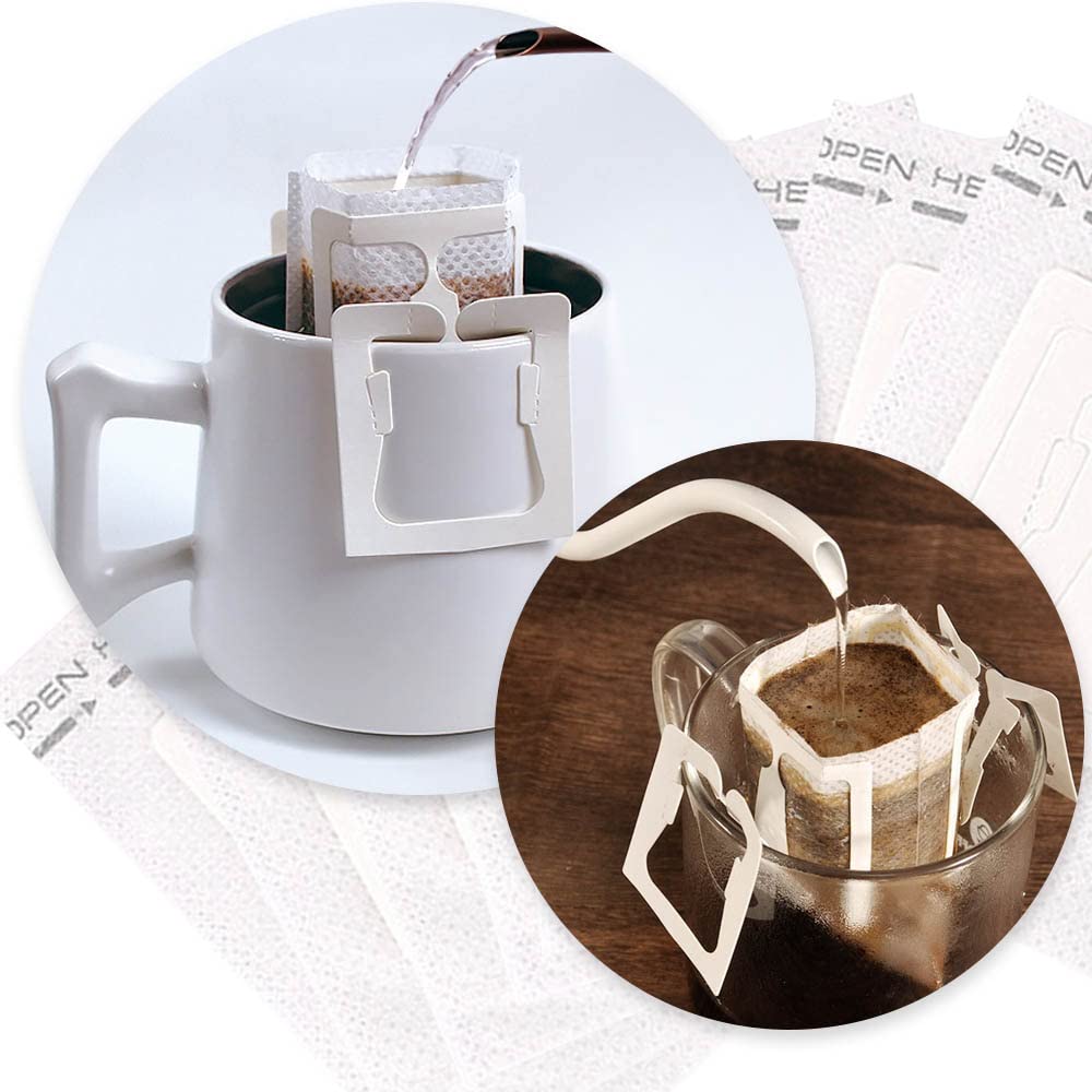 50 Sachets Filtres à Café Suspendus - Filtres Jetables Pour Café Drip - Camping, Voyage, Bureau - 10x8 Cm - 13