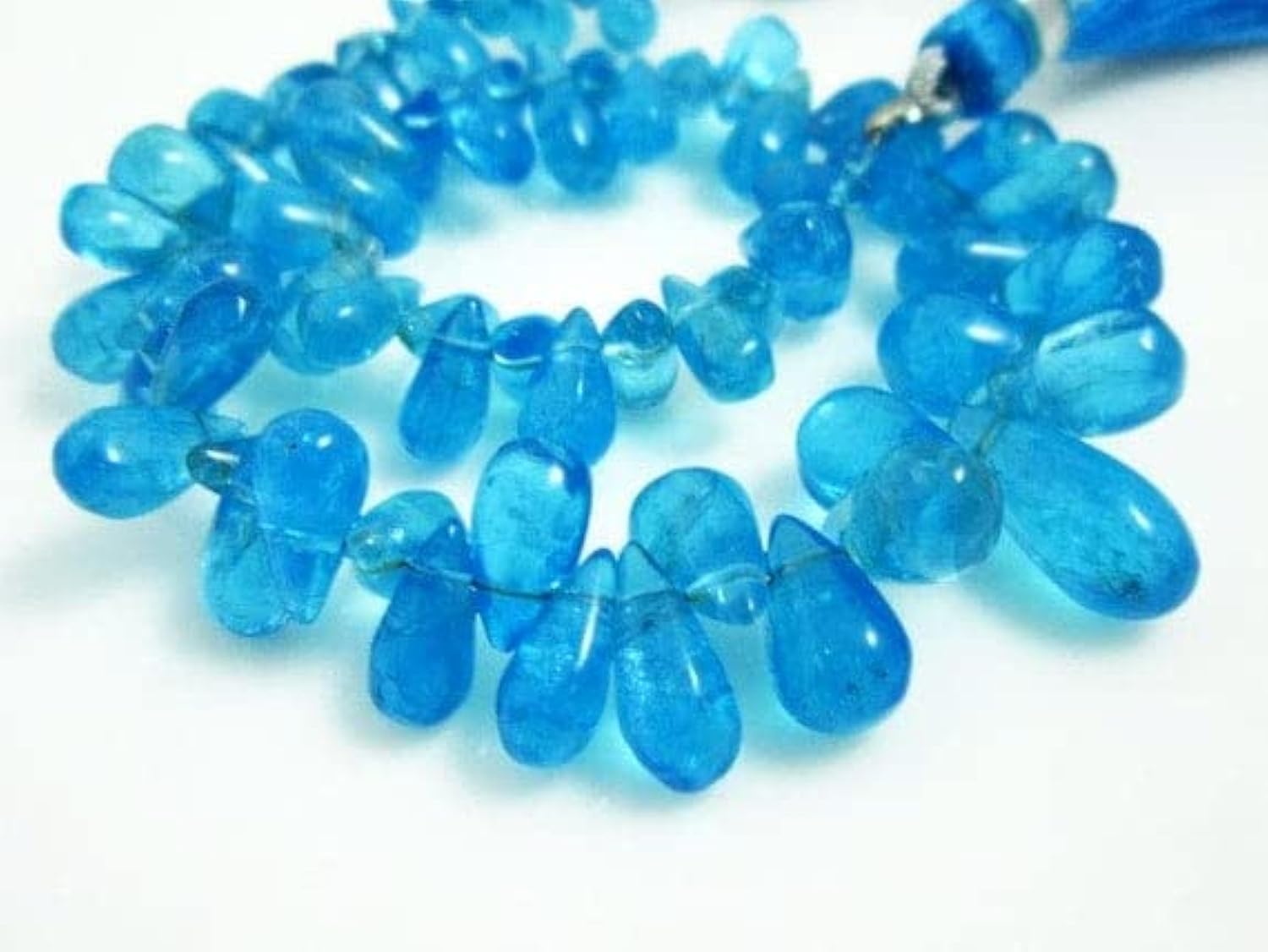 Perles en pierre apatite bleue en forme de goutte pour fabrication de bijoux