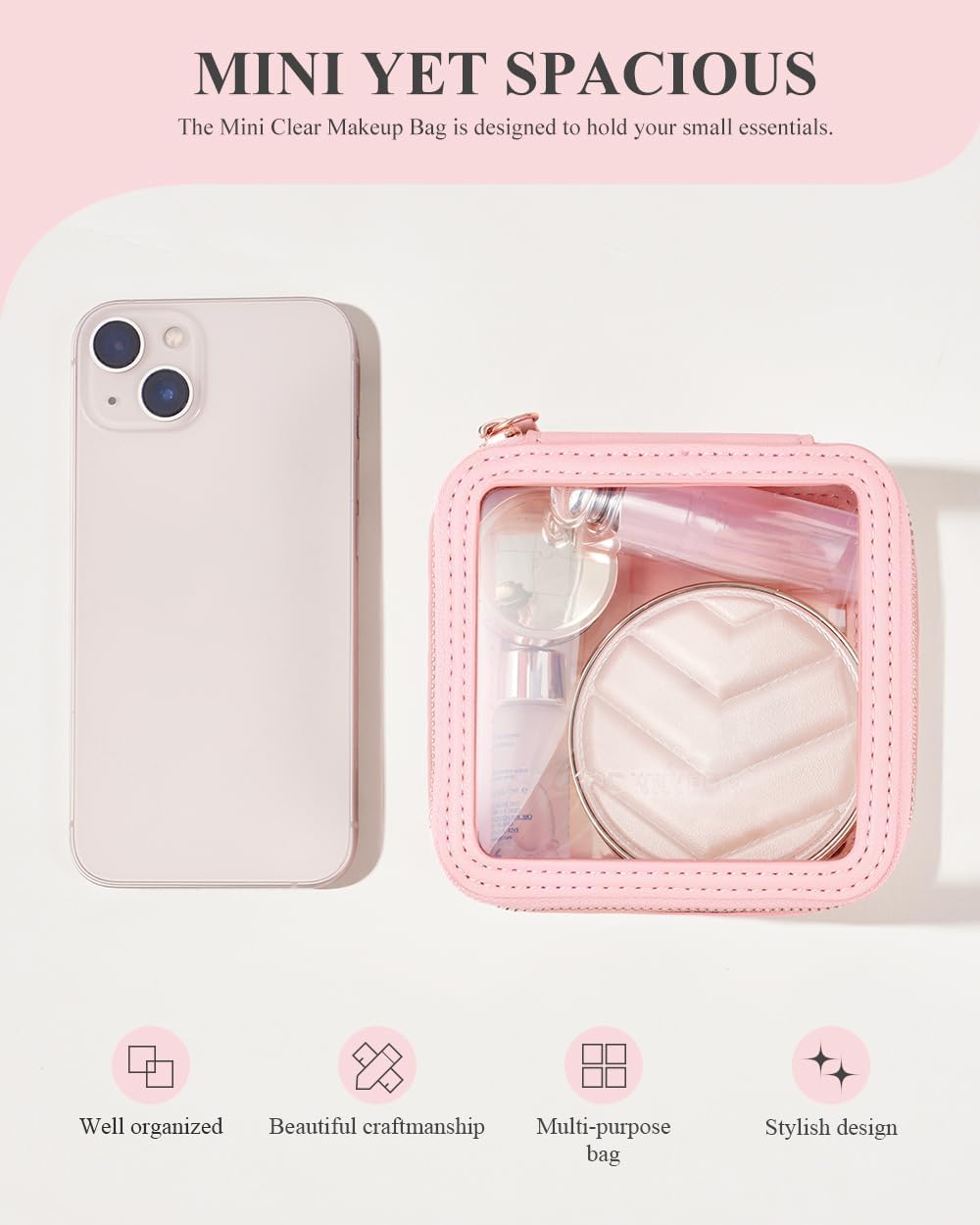 ROWNYEON Clear Makeup Case Toiletry Bag Multipurpose Travel Makeup Train Case Portable Cosmetic Organizer Transparent Storage Bag image 3