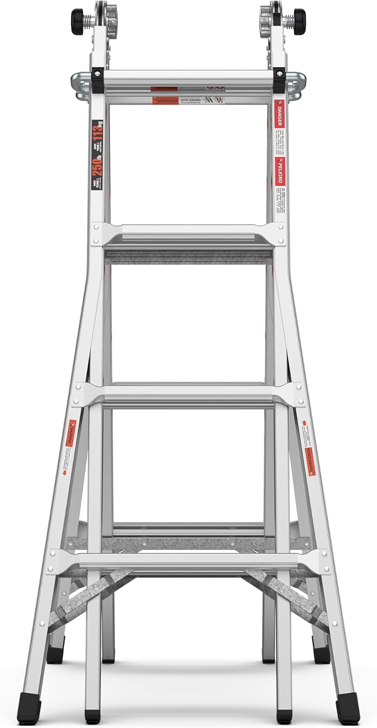 GOWE Multi Position Foldable Engineering Multifunctional Aluminum Alloy Ladder A-Type Ladder Straight Ladder 17ft for Home