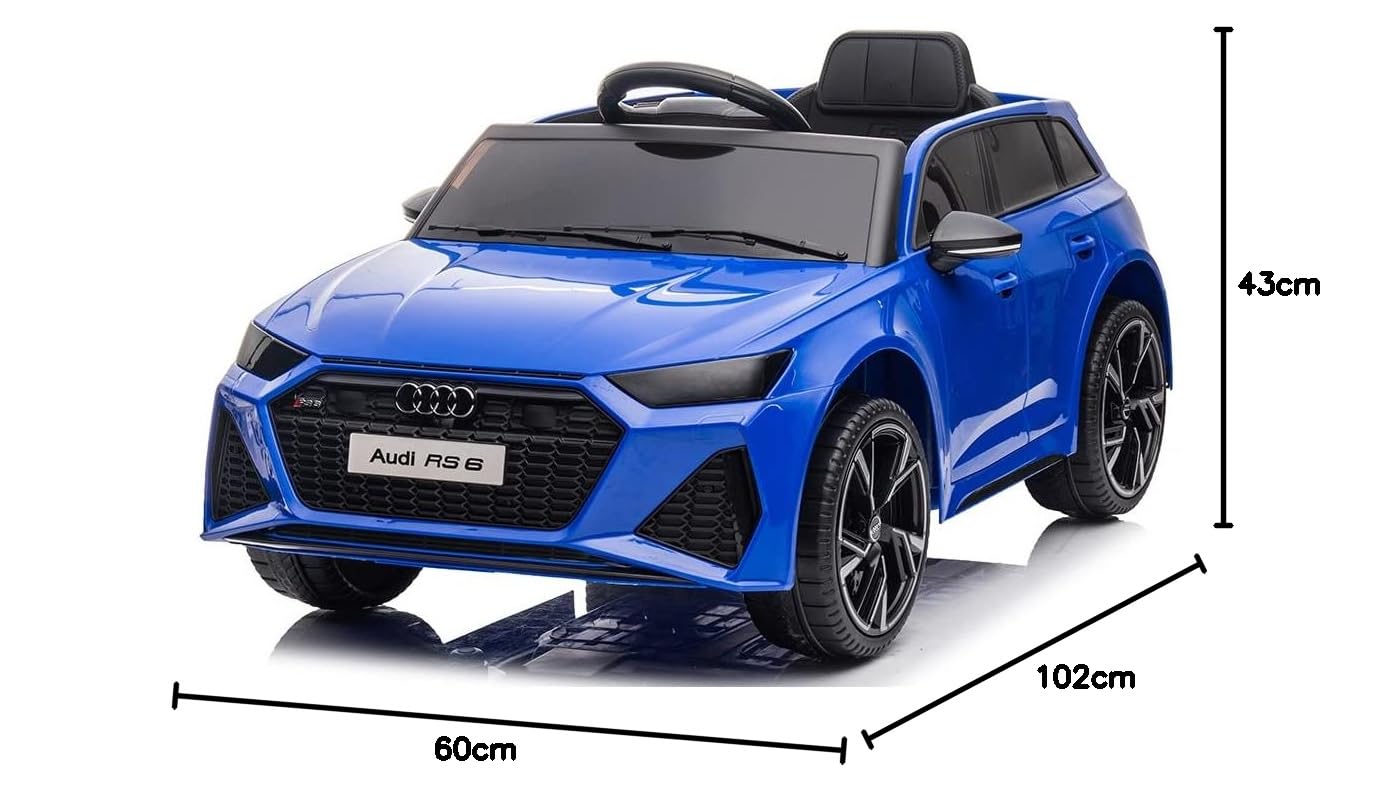 Playhouse Kinder Elektroauto Lizenz Audi RS6 12V 7ah, 4 Stoßdämpfer, Eva Räder,Ledersitz, Fernbedienung 2.4g, Kinderauto Kinderfahrzeug (4.Blau)