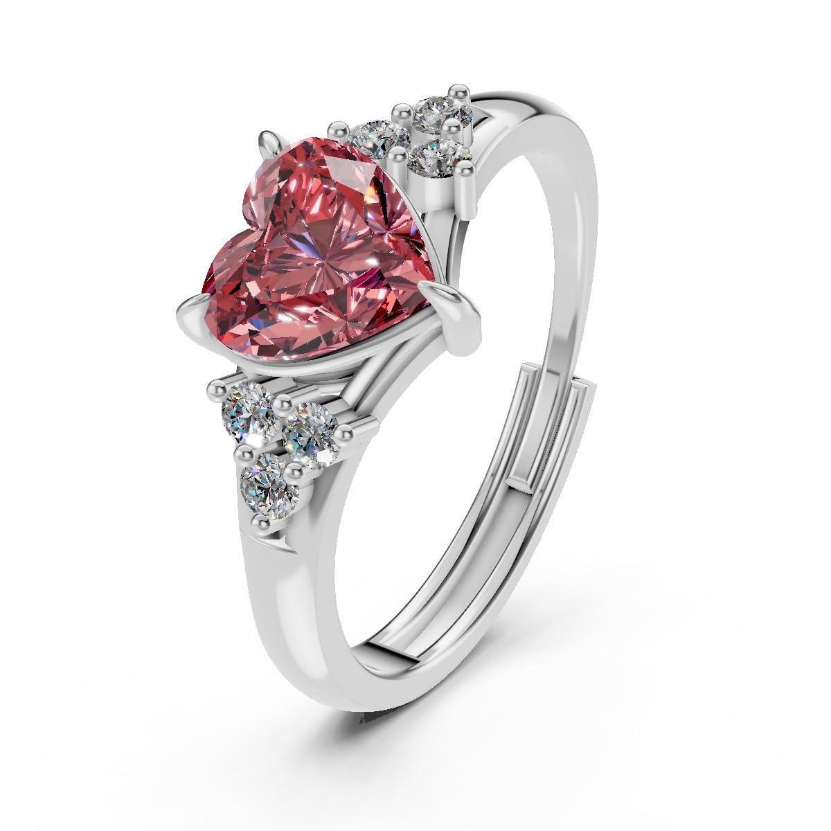Miss Highness Pure 925 Sterling Silver Ring Rhodium Plated Minimal Jewelry Hallmark with Size Adjustable Birthday Anniversary Gift for Women and Girls Rings CZ AAA+ Diamond(Variation-R-07)