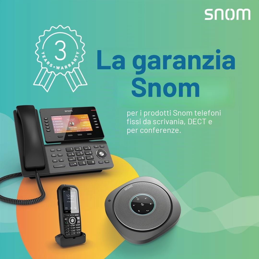 Snom Telefono fisso D812 IP con display a colori da 5" – Telefono da ufficio con 8 pulsanti programmabili, porta USB e custodia antibatterica per una comunicazione efficiente