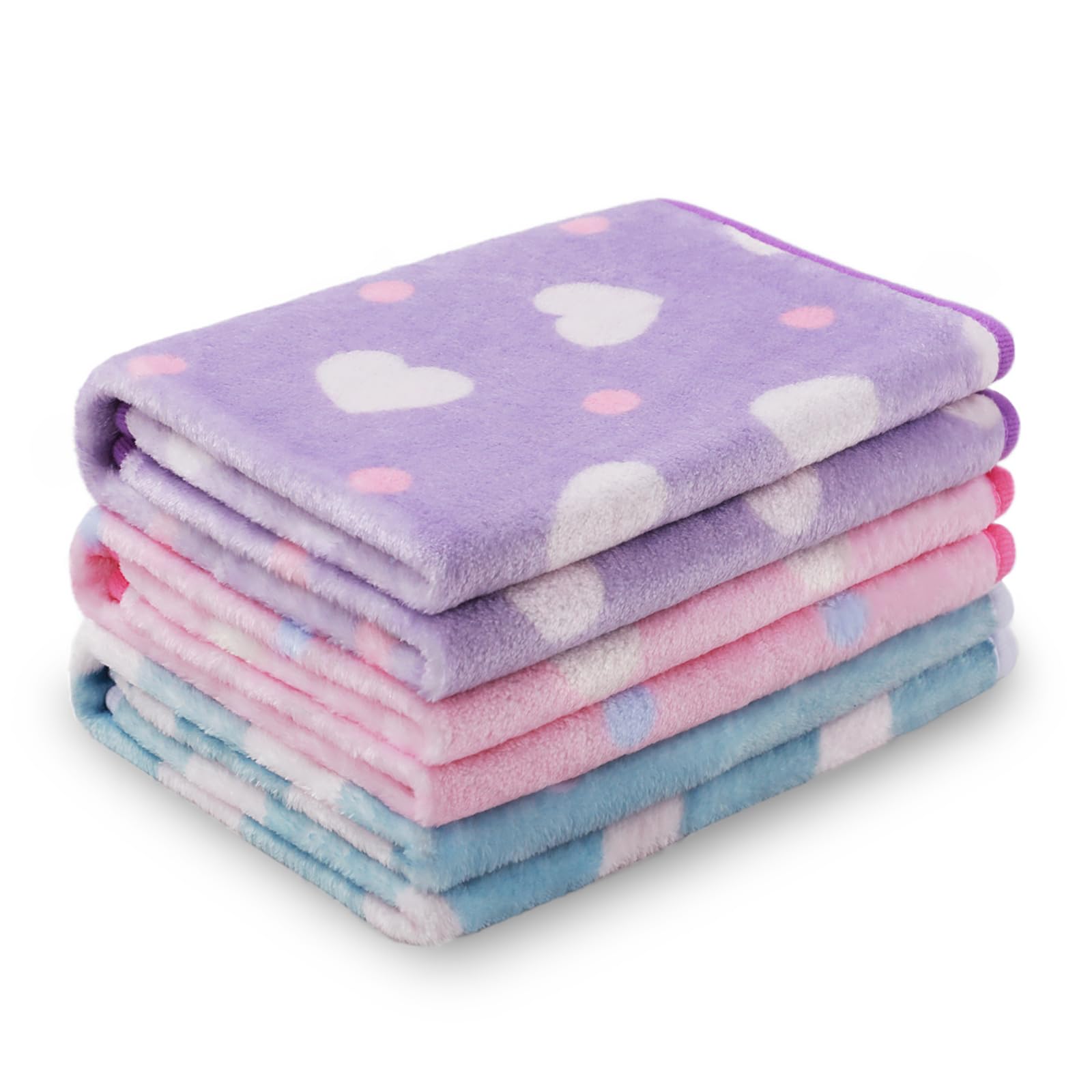 luciphia 3 Pezzi Coperta per Cane/Gatto Lavabile Soffice Durevole, Morbida e Calda Flanella,Punto d'amore,Small (60 * 40cm)