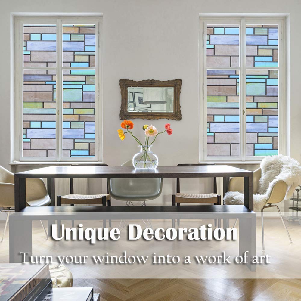 Fensterfolie, selbstklebend, für Privatsphäre, Fensterfolie, wasserdicht, statisch, selbstklebend, für Glasfenster, Dekor, Aufkleber, Farbe: 90 x 200 cm