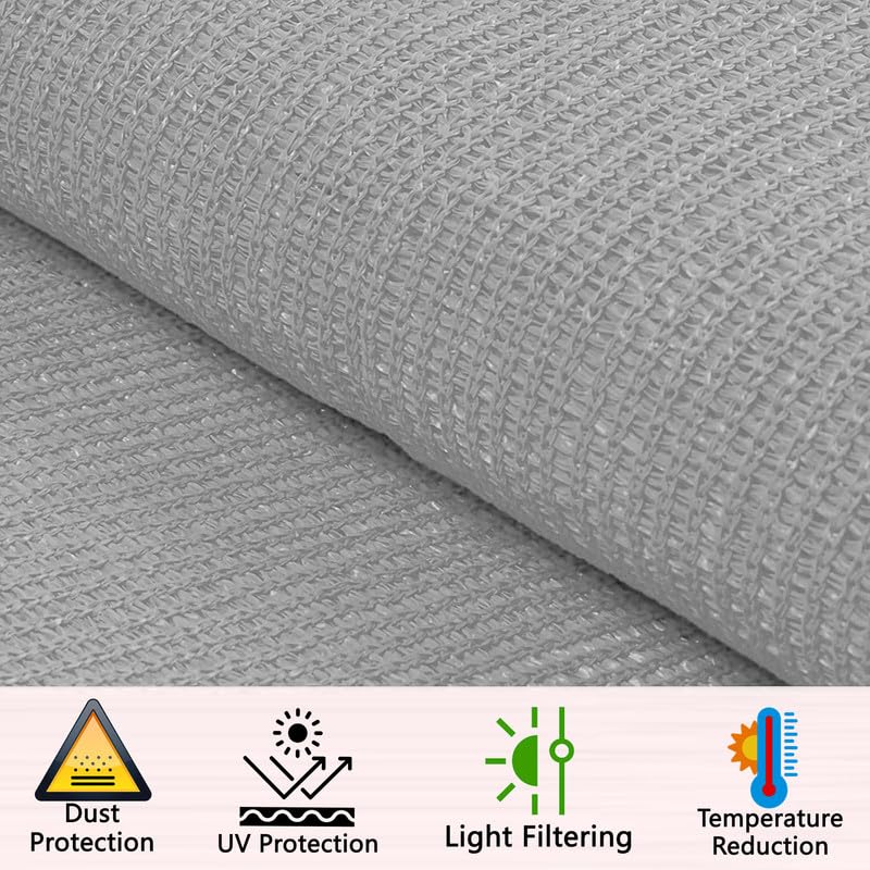 Image of MetDeals HDPE Knitted Balcony Sun Shade Sail Canopy Cover for Outdoor, Garden & Terrace|UV & Sun Protection with Rustproof Eyelet & Cable Tie for Easy Installation(Grey, 9.5x12 Ft)(Pc 1)