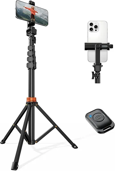 VIMOSE 66" Phone Tripod, Tripod for iPhone with Remote & Ultimate Phone Mount, Extendable Selfie Stick Cell Phone Tripod Stand for Video Recording, Compatible for iPhone/Android/Camera