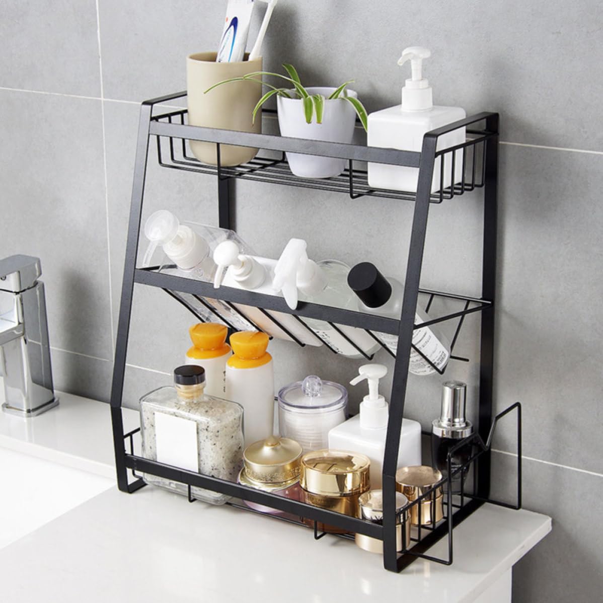 USHOBE Porta Spezie a Tre Livelli in Ferro per Cucina e Buffet