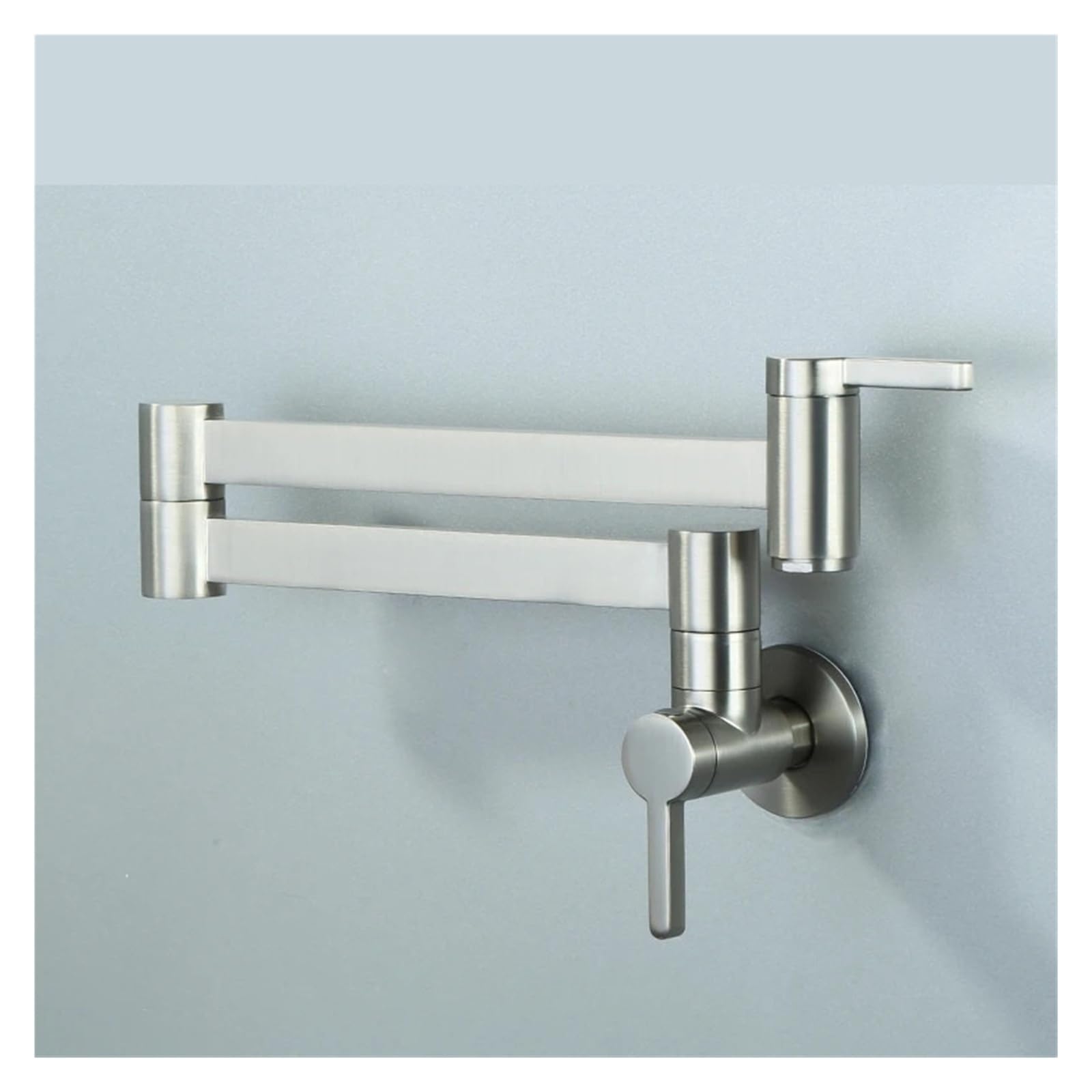 ZQFHSX Chrome Wall Mounted Kitchen Faucet Pot Filler Solid Brass Lengthen Folding 360 Degree Rotation Tap for Most Scenarios(Brushed Nickel)